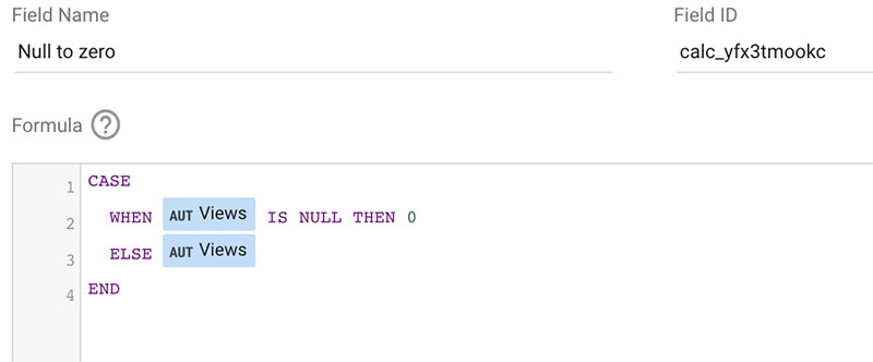 Null to zero in Google Data Studio